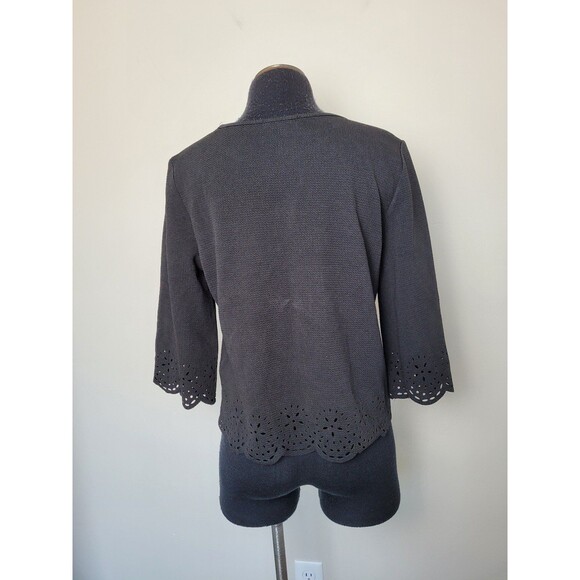 Black Eyelet Blouse Boxy Fit Oversized Black Formal Office Career Formal Medium - Picture 4 of 9